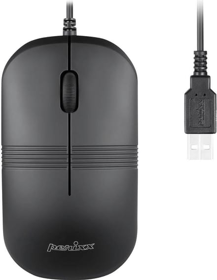 Perixx PERIMICE-503 B Muis Kabelgebonden Optisch Zwart 1600 dpi Waterdicht (IPX7)