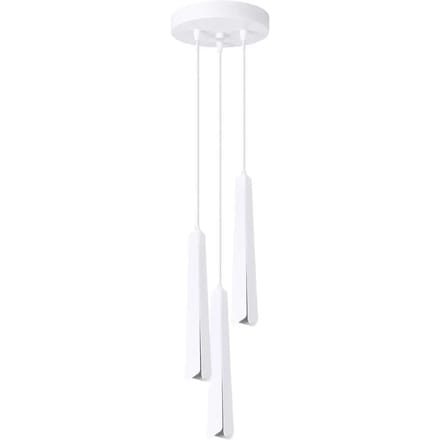 Hanglamp PRYSM 3P met 3 slanke kappen op ronde rozet - Sollux Lighting - IP20 - Wit staal behuizing - 19.5 x 19.5 x 120 cm - 3 x G9 LED, exclusief lichtbron - 3 x 8 W - Scandinavische hanglamp voor woonkamer, slaapkamer en eetkamer