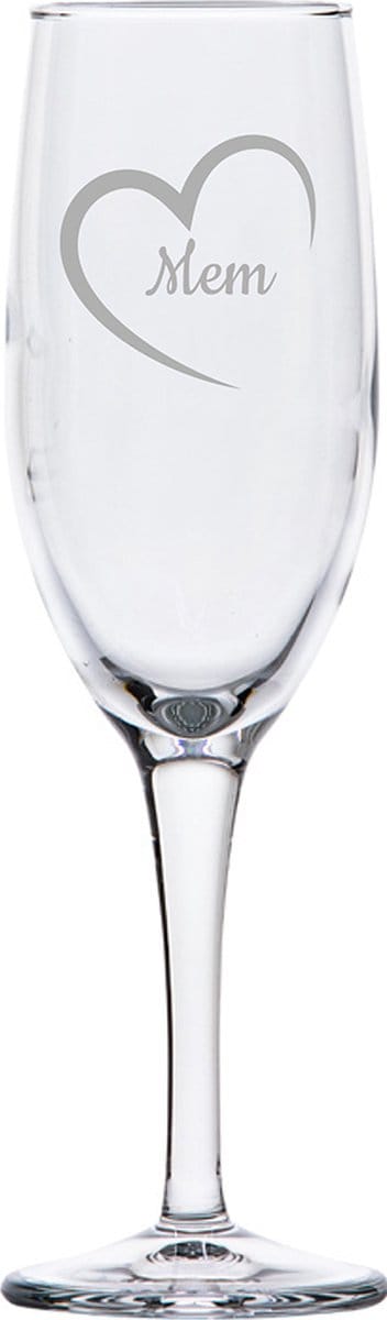 Gegraveerde Champagneglas 16,5cl Mem mei hert