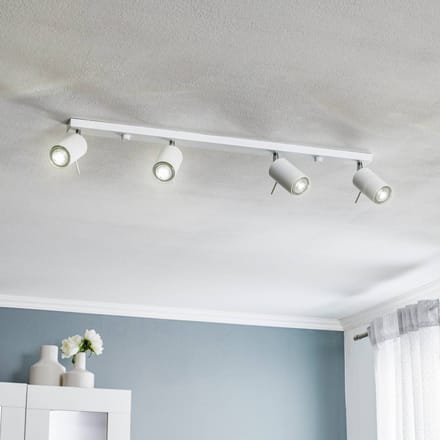 SOLLUX LIGHTING Plafondspot Round, wit, 4-lamps lineair
