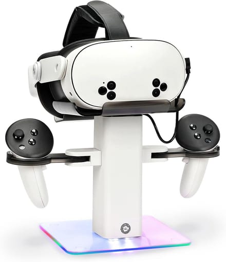 Verticale RGB Laadstandaard voor VR Headset en Controllers - Compatibel met Quest 3S/3/2
