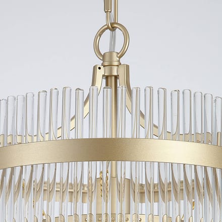 Searchlight Hanglamp Lara, Ø 26 cm, goudkleurig/helder, glas/metaal
