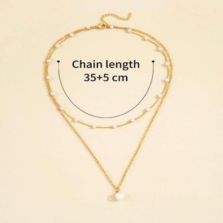 Nouveau Collier Pendentif Perle Double Couche, Chaîne Clavicule Design Vent Froid or