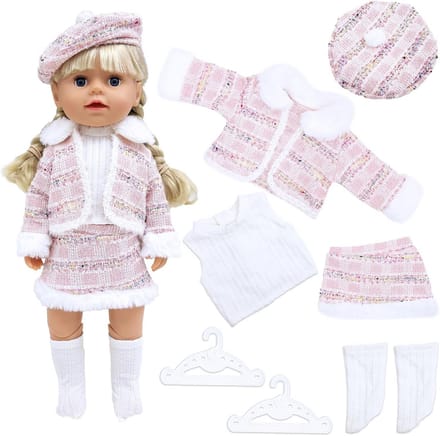 Dailygoods- Poppenkleding Handgemaakt - Outfitset 35-45 cm - Roze