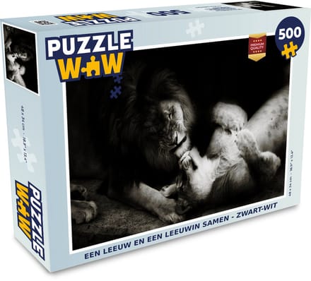 Puzzel Leeuw - Zwart - Wit - Legpuzzel - Puzzel 500 stukjes
