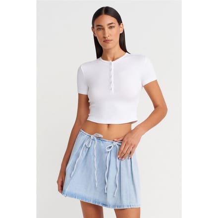 Slim Fit Crop Blouse met Knopen