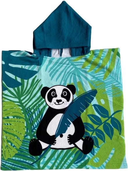 Le Comptoir Bad poncho voor kinderen - panda print - 60 x 120 cm - microvezel - zacht - sneldrogend