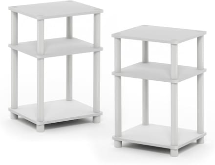 Drie-laags Turn-N-Tube Eindtafel Set voor Kleine Ruimtes, Wit