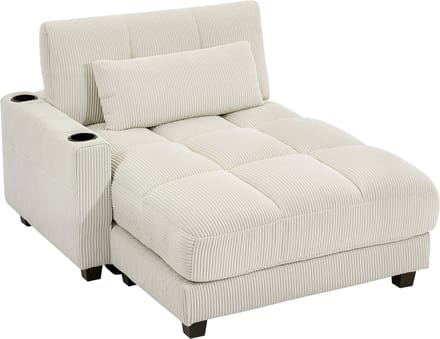 Homcom Sofa Bed-Polyester, Meerlaags bord-147L x 114B x 86H cm-Crèmewit