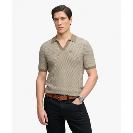 Superdry Gebreide Johnny Collar Polo Crème Grootte: L