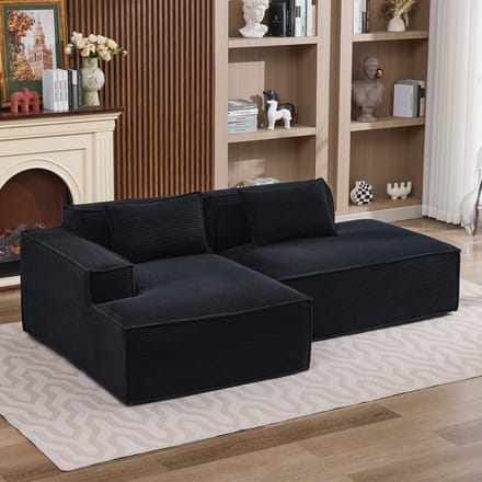 MODENUIT Sofa 235 Cm - Compacte 3-Zits Met Verende Zitting - Woonkamer, Appartement En Kantoor - Polyester Zwart