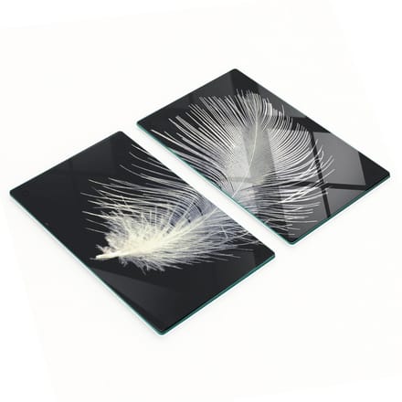 Multifunctionele decoratieve glazen keukenplanken met witte verenprint, 2x30x52 cm