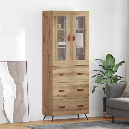 vidaXL - Hoge - kast - met - plank - 2 - st - Artisan - Eiken - 69,5 - x - 34 - x - 180 - cm