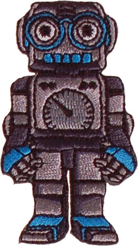 Strijkapplicatie robot grijs-blauw 7x3,5cm