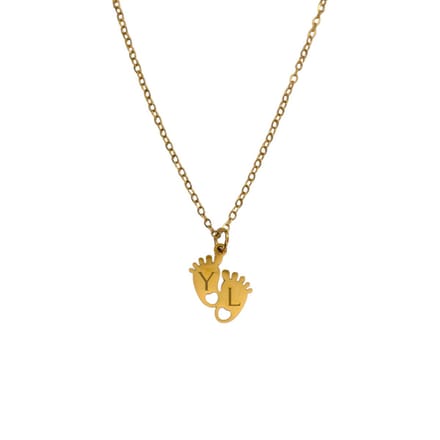 Geboorteketting Baby Voetjes met Initialen Goud