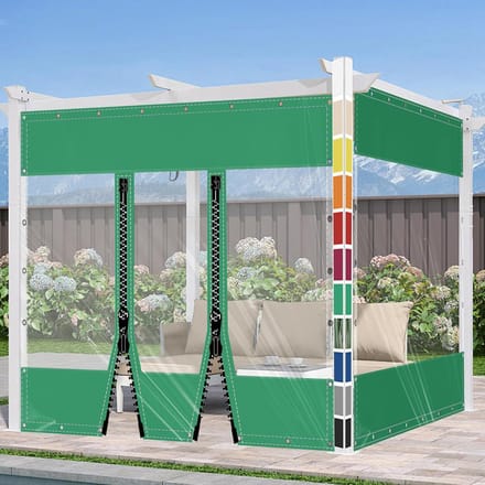 Transparant Paviljoenzeil - Waterdicht Zeil - Buiten Afscheiding - Met 2 Ritsen - 1x14 Meter - Groen