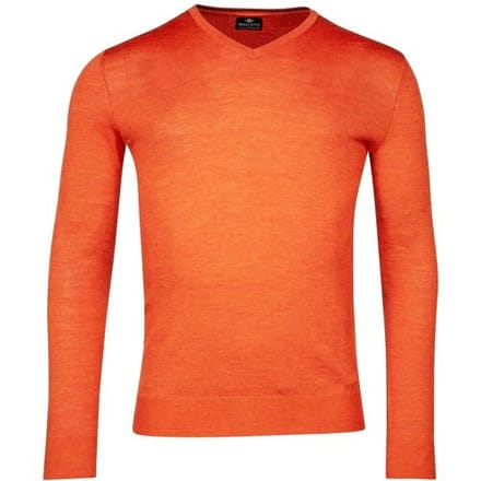 Baileys Trui V-Hals Merinowol Uni Color Single Knit Mid Orange / male