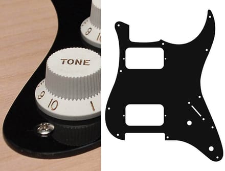 Boston ST-132-B pickguard, Stallion, HH, 2 pot holes, 3-5 switch, 1 ply, black