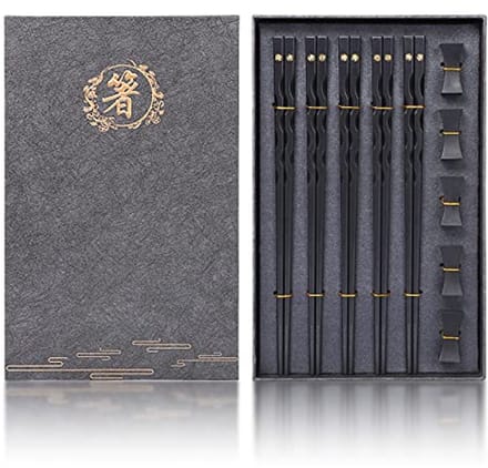 Herbruikbare Eetstokjes Met Houder - Vaatwasmachinebestendig, Premium Kwaliteit Geschenkset (5 Paar)