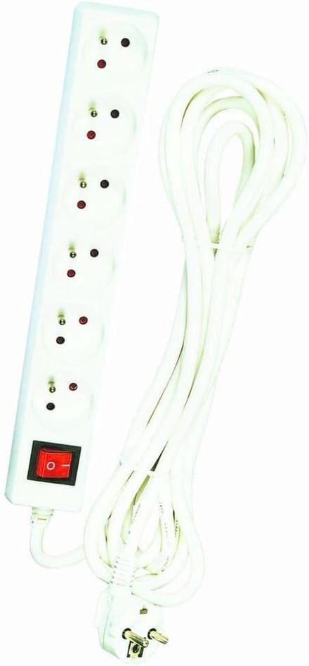 Powerstrip met Schakelaar - 6 Stopcontacten 2P+T - Kindveilig en Compatibel voor Binnengebruik - 4m