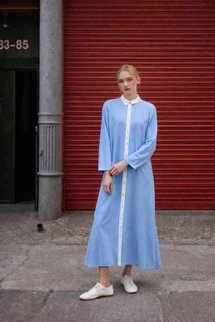 Touché Privé - Gestreepte blousejurk - Blauw - Dames