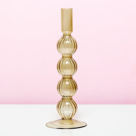 Kandelaar - Glas Bollen Lichtbruin Groot