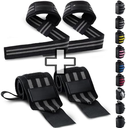 VLSelect® Lifting straps - Wrist wraps - Powerlifting - Zwart/Grijs