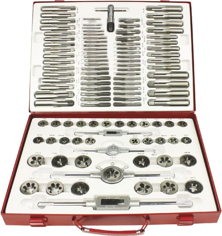 Professionele 110-dlg tap- en snijplaten set SAE / Metrisch MW Tools SKC110ETS