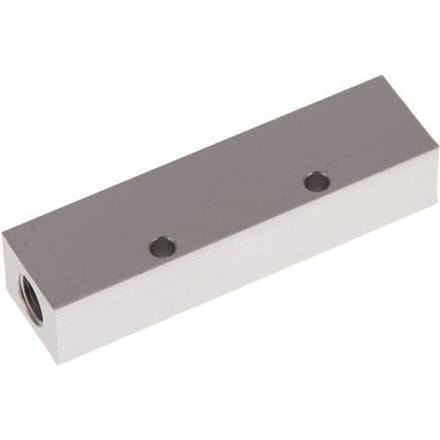 2xG 1/8'' x 4xM5 Aluminium Verdeelblok Eenzijdig 16 Bar