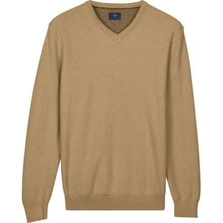 Baileys Trui Cotton V-Neck Pullover Subtle Faux-Uni Structure Knit Zand / male
