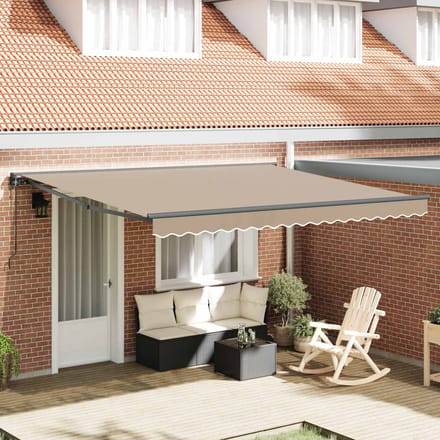 vidaXL - Zonnescherm - Frame - Beige - 400 - × - 300 - cm - Polyester - met - PU-coating