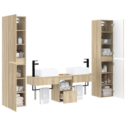 vidaXL - Badkamermeubel - Set - 5 - st - Sonoma - Eiken - 33 - x - 34,5 - x - 160 - cm