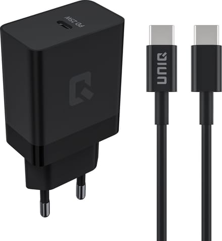 TUNIQ Snellader PD 25W Adapter met USB Type-C kabel - Zwart