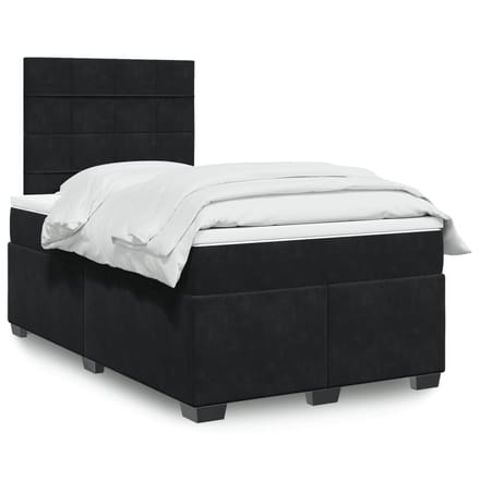 vidaXL - Boxspring - met - matras - fluweel - zwart - 120x190 - cm