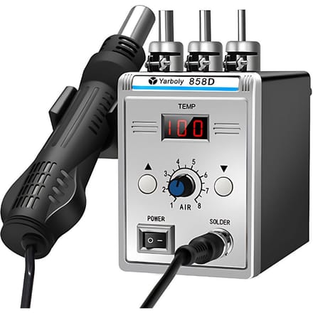858D Soldeerstation met heteluchtpistool en 3 mondstukken Digitaal LCD-scherm 700W Soldeerboutset EU plug