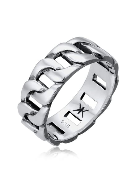 KUZZOI - Ring - Heren Statement Massief Trend Cool geoxideerd in 925 Sterling Zilver - Heren