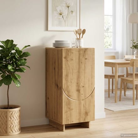 vidaXL - Dressoir - Artisanaal - eiken - 33,5 - x - 34,5 - x - 75 - cm - Bewerkt - hout