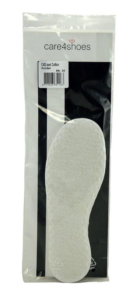 Care4shoes - wit - katoen badstof zool - maat ZOOL