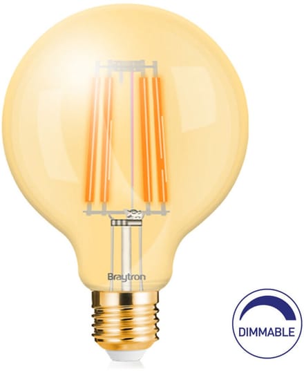 Braytron - LED Filament lamp - E27 G95 - 6W Dimbaar - 2200K warm wit licht
