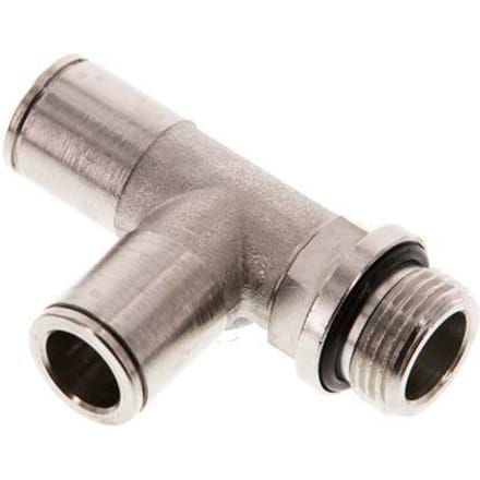 10mm x G3/8'' rechte hoek T-stuk Messing Insteekfitting Buitendraad Draaibaar NBR