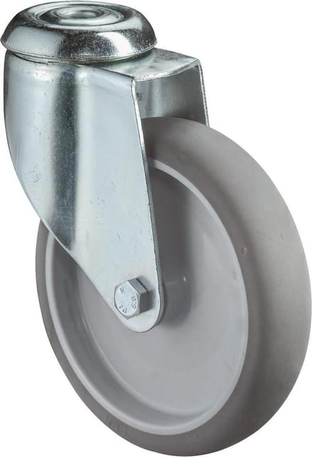 Zwenkwiel 125Mm Rubber Grijs