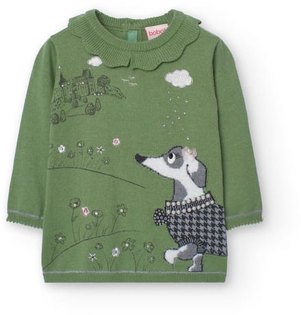 Boboli Knitwear Lang Mouw Jurk Groen 3 Years Meisje