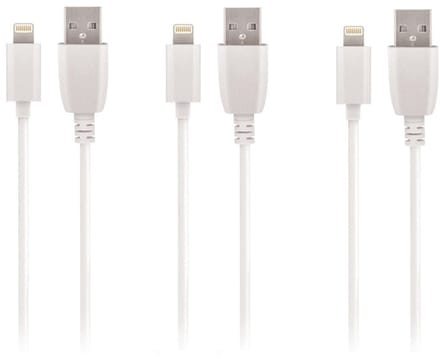 3 stuks OneOne 0,5m laadkabel. OneOne USB Lightning kabel met E75 chip. Oplaadkabel snoer past op Apple iPhone SE, iPhone X, iPhone XR, iPhone XS, iPhone 10, iPhone 11, iPhone 11 Pro, iPhone 11 Pro Max, iPhone 12, iPhone 12 Mini