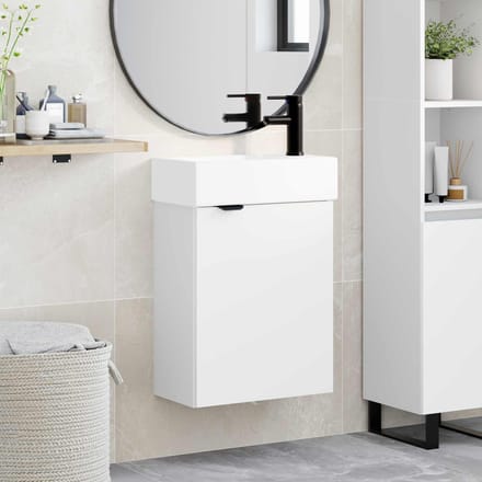 vidaXL - Badkamermeubel - met - kraan - Wit - 45,5 - x - 22,5 - x - 84 - cm
