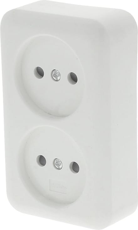 Q-LINK - Wandcontactdoos - Opbouw - Dubbel Stopcontact - Kinderbeveiliging - Polarwit