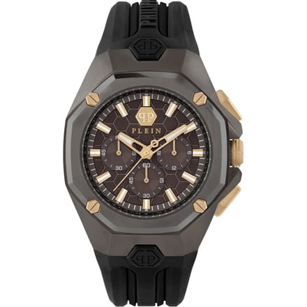 Philipp Plein Octagon PWTBA0323 Horloge - Siliconen - Zwart - Ø 45 mm