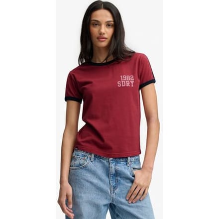 Superdry Athletic Essentials T-shirt met Zijstreep Red Grootte: 42