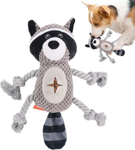 Pluche Honden Speelgoed - Piepend Dierenspeelgoed - Interactief Spelen - Met Snackhouder - 30 cm - Grijs
