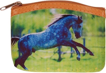 Ritsportemonnee - Paard Witte Schimmel in Wei - 1-vaks - 11x8cm