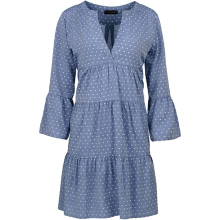 Denim jurk met geplooide naden